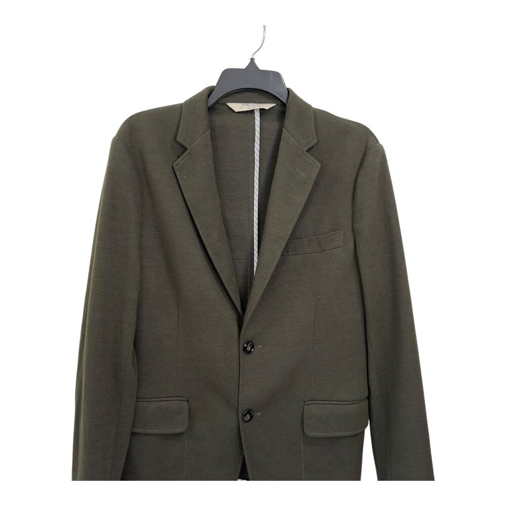 H.E. By Mango Slim Fit Mens Olive Green Blazer Ja… - image 3